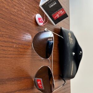 Ray-Ban Aviator Sunglasses - Silver Frame with Brown Lenses